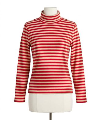 Faherty Womens Feather Cloud Layering Turtleneck Top In Peppermint Sand