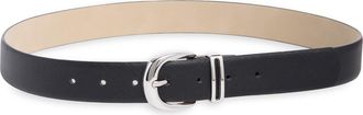 Nine West 32mm Saffiano Keeper Belt in Black Silver at Nordstrom Rack, Size X-Large