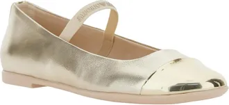 Emporio Armani Girls Ballet Shoes Metallic Calf Leather Ballerinas Flat