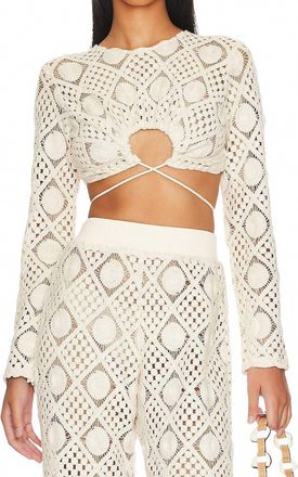 Andrea Iyamah Hira Crochet Crop Top In Chalk