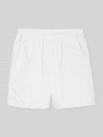 Tom Tailor Denim Relaxed Fit Shorts aus reiner Baumwolle mit Lochstickerei in Weiss, Gr&ouml;&szlig;e XS