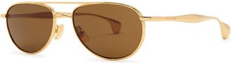 Bottega Veneta Aviator-style Sunglasses - Gold - One Size