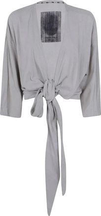 Ziggy Chen Collarless Jersey T-shirt - Dames - Blouses - Grijs - XS - Overhemden