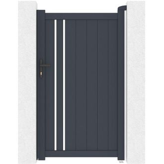 Vente-Unique Cancelletto battente in alluminio semi-traforato L104 x H181 cm antracite - TOROMA
