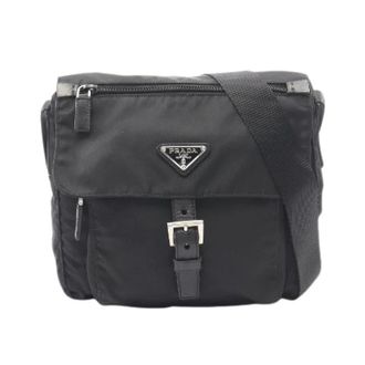 Prada Pre-owned Vela Sport Nylon Leather Shoulder Bag - Dames - Pre-owned - Zwart - Maat: ONE Size Nylon