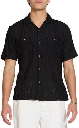 Civil Society Geo Jacquard Knit Camp Shirt in Black at Nordstrom Rack, Size Xx-Large