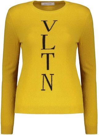 Valentino WomenS Mustard Wool Crewneck Sweater, Size 42