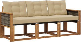 vidaXL Conjunto De Sof&aacute;s De Exterior 3 Uds. Natural Y Beige Vidaxl
