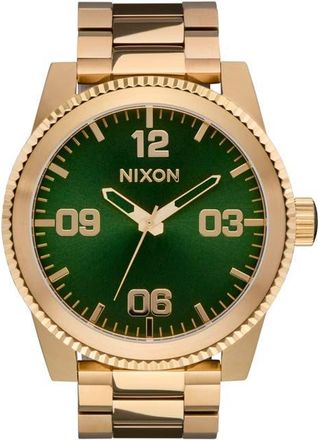 Nixon The Corporal Bracelet Watch, 48mm in All Gold /Green Sunray at Nordstrom