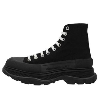 Alexander McQueen Tread Slick Canvas High Top Sneakers Black White 705659W4MV21000