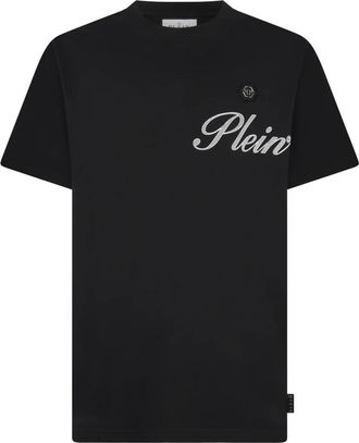 Philipp Plein Tops, Heren, Zwart, 4Xl, Katoen, Rondhals T-shirt Signature
