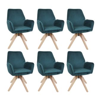 Hhg [nunca Usado] Juego De 6 Sillas De Comedor Hhg-384, Sillas De Mesa De Comedor Y De Cocina Con Reposabrazos, Giratorias, De Madera Y Terciopelo De 320 