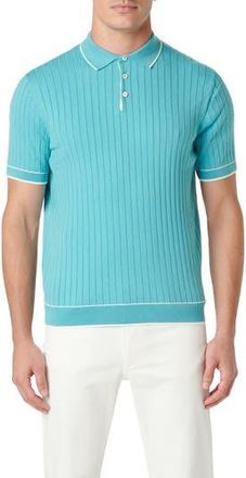 Bugatchi Rib Knit Polo in Jade at Nordstrom Rack, Size Xx-Large