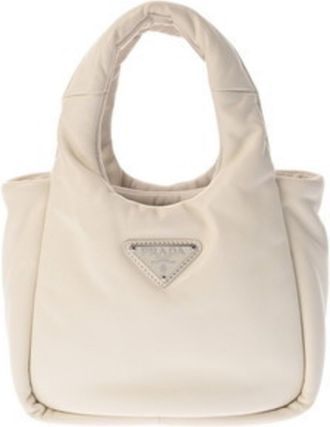 Prada White Leather Handbag Tote Bag (Pre-Owned)
