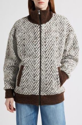 Bernardo Chevron Knit Jacket in White Brown at Nordstrom Rack, Size Xx-Large