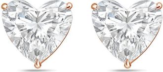 Diana M. Jewels 14Kt Rose Gold 10.00 cts Lab Grown Heart shaped Diamond Studs