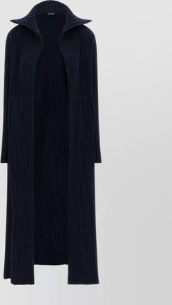 Balenciaga long ribbed cardigan high collar