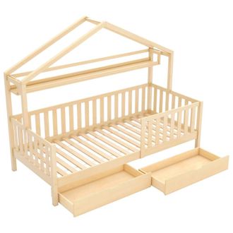 Urban Meuble Cama infantil cabina de madera maciza 90x200 con cajones
