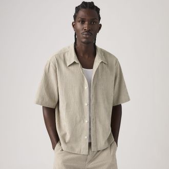 Levi's Short Sleeve Lama Boxy Shirt - Mens - XL - Beige / Cadiz Plaid Silver Birch