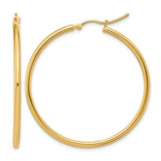 Diamond2Deal 14K Yellow Gold 2x40mm Round Shape Hoop Earrings