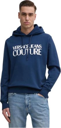 Versace Jeans Couture Hoodies & sweatvesten, Heren, Blauw, S, Katoen, Cotton-Jersey Hoodie