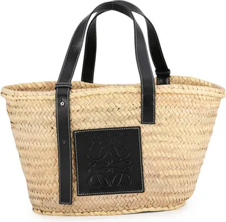 Loewe Black Raffia Leather Basket Handbag Tote Bag (Pre-Owned)