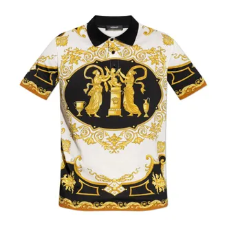 Versace Polo Shirts, male, Yellow, Size: XL Hall of Heroes Printed Polo