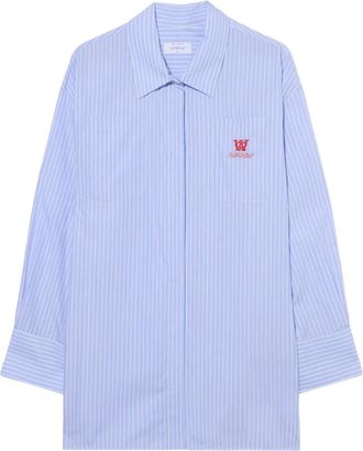 Off-white Chemisier corto in popeline a righe - Blu