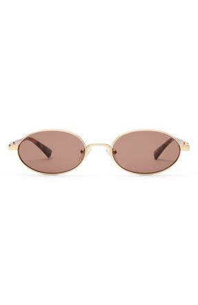 Le Specs 55mm Icicle Oval Sunglasses in Bright Gold /Smokey Brown at Nordstrom