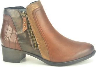 Remonte Cognac laars met 3cm hak - Dames - Enkellaarsjes - Bruin - 37 EU - Schoenen