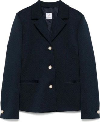 Casablanca Jacquard Knit Single Breasted Jacket - Dames - Blazers - Blauw - S - Katoen - Jassen
