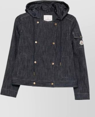 Moncler hooded denim jacket long sleeves buttons