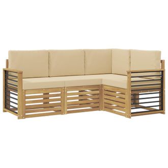 vidaXL Juegos De Sof&aacute;s 4 Pcs Y Beige 187,5 X 128,5 X 73 Cm Poli&eacute;ster Vidaxl