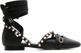 Twin-Set tied ballerina shoes - women - Leather - 36 - Black