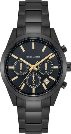 Spears & Walker Mens Chronograph - Black Stainless Steel - One Size