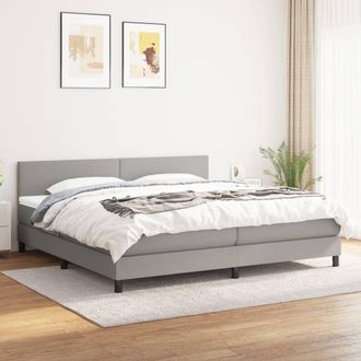 vidaXL Cama Box Spring Con Colch&oacute;n Tela Gris Claro 200x200 Cm Vidaxl