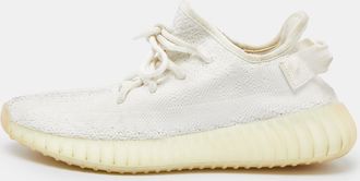 adidas White Knit Fabric Boost 350 V2 Triple White Sneakers Size 38 2/3