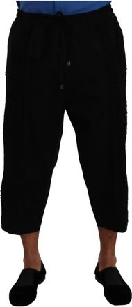 Dolce & Gabbana Zwarte Katoenen Torero Trainingsbroeken Shorts - Heren - Vrijetijds broeken - Zwart - XL - Katoen - Broeken