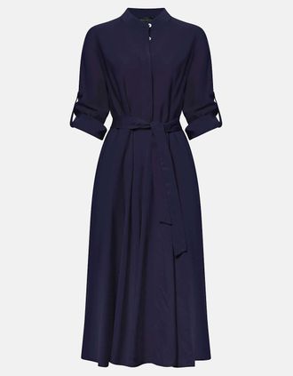 James Lakeland Womens Roll Sleeve Midi Dress Navy - Size: 10