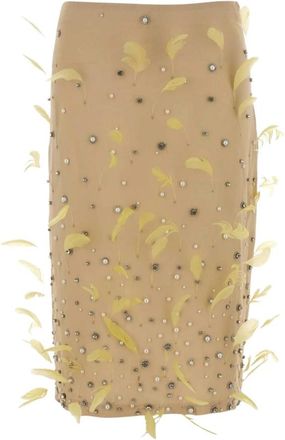 Des_Phemmes Skin Pink Crepe Rok - Dames - Kokerrokken - Beige - S - Rokken