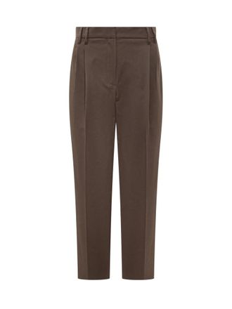 Brunello Cucinelli Brown Straight Flat Front Pants
