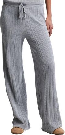 Barefoot Dreams CozyChic Ultra Lite Cable Knit Lounge Pants in Moonbeam at Nordstrom, Size X-Small