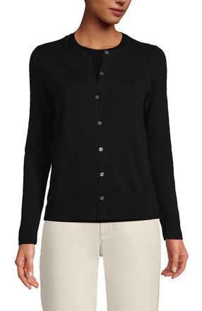 Lands End Fine Gauge Cotton Cardigan Sweater in Black at Nordstrom, Size X-Small P