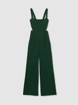 Reiss Dion Jumpsuit Cut Out, Dark Green Size: 10