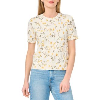 CeCe by Cynthia Steffe Crewneck Short Sleeve Sweater in Antique White at Nordstrom Rack, Size X-Large