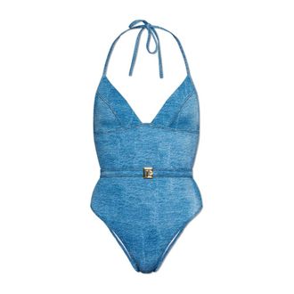 Balmain One-piece, female, Blue, Size: 2XS Denim One-piece Swimsuit