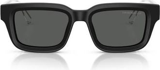 Emporio Armani 51mm Rectangle Sunglasses in Matte Black /Dark Grey at Nordstrom