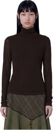 Ganni Turtleneck de Malla Marl - Tops - Mujer - Marr&oacute;n - 2XS