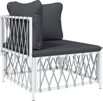 vidaXL Sofá de esquina de jardín con cojines tela tejida blanco Vidaxl