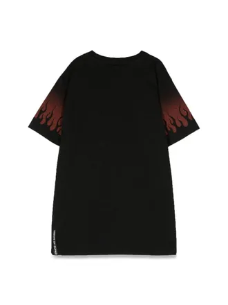 Vision Of Super Negative Red Flames Motif T-Shirt - Black